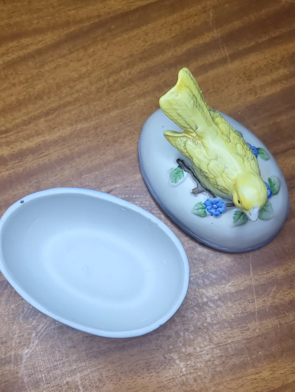 Yellow Ceramic Bird Trinket Box